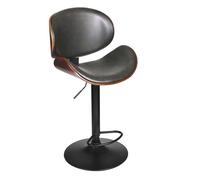 HOME DECO FACTORY - HD6602 Silla de Bar Alta Retro en Madera y Hierro - Altura Ajustable 61-82 cm - Asiento Acolchado Confortable - Diseño Aireado - Diseñada para Salón o Sala de Espera - Color Negro