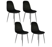 HOME DECO FACTORY - HD67041, Lote de 4 Sillas Giulia de Terciopelo Canelado - Elegante y Cómoda para Salón o Dormitorio, Patas de Metal Robusto, 54x85x44 cm, Negro