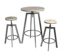 HOME DECO FACTORY - HD6735 Mesa Alta con 2 Taburetes Ajustables - Diseño Moderno para Salón o Sala de Espera - Dimensiones 64 x 64 x 93 cm - Color Negro