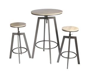 HOME DECO FACTORY - HD6735 Mesa Alta con 2 Taburetes Ajustables - Diseño Moderno para Salón o Sala de Espera - Dimensiones 64 x 64 x 93 cm - Color Negro