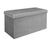 HOME DECO FACTORY - HD6814 Baúl Banco Plegable de Terciopelo Acanalado Giulia - Espacio de Almacenamiento y Asiento Confortable - Tamaño 76 x 38 x 38 cm - Color Gris Ratón