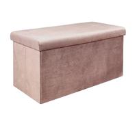 HOME DECO FACTORY - HD6816 Baúl Banco Plegable de Diseño Práctico, Espacio de Almacenamiento y Asiento Suave, Ideal para Salón o Dormitorio, 76 x 38 x 38 cm, Rosa Empolvado