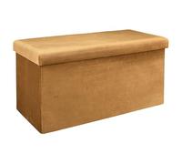 HOME DECO FACTORY - HD6817 Baúl Banco Plegable de Madera - Diseño Moderno, Espacio de Almacenamiento, Asiento Cómodo, para Salón o Dormitorio, 77 x 38 x 38 cm, Amarillo