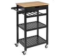 HOME DECO FACTORY - HD7102 Carrito con Ruedas para Cocina y Comedor - Almacenamiento Móvil - Diseño Moderno - Dimensiones 40 x 62,5 x 85,5 cm - Color Negro-Madera