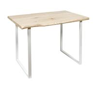 HOME DECO FACTORY - HD7118 Mesa de Comedor en MDF y Hierro - Diseño Moderno para Comedor o Salón - Dimensiones 110 x 75,5 x 75 cm - Color Blanco-Madera
