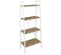 HOME DECO FACTORY - HD7177 Estantería de Madera y Metal Blanco - Mueble de Almacenamiento Industrial - Diseño Moderno para Salón o Dormitorio - Dimensiones 60 x 70.1 x 75/119 cm