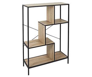 HOME DECO FACTORY - HD7184 Estantería de Almacenamiento Industrial de Hierro y Madera, Ideal para Sala de Estar o Dormitorio, Diseño Moderno, 80x30x180 cm, Negro