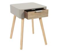 HOME DECO FACTORY - HD7334 Mesita de Noche 1 Cajón de Madera Bicolor - Diseño Moderno y Práctico - Dimensiones 35 x 37 x 48 cm - Color Taupe y Negro