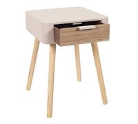 HOME DECO FACTORY - HD7335 Mesita de Noche 1 Cajón de Madera - Diseño Bicolor - Creada para un Ambiente Acogedor - Dimensiones 35 x 40 x 48 cm - Color Rosa Nude