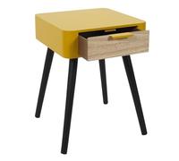 HOME DECO FACTORY - HD7337, Mesita de Noche 1 Cajón en Madera Amarillo Mostaza, Diseño Moderno y Práctico, Ambiente Acogedor, Dimensiones 35x40x48 cm, Color Amarillo Mostaza