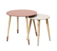 HOME DECO FACTORY - HD7359, Pack de 2 Mesas Nido Bicolor Rosa, diseño Moderno y modulable para salón, Dormitorio o Sala de Espera - Dimensiones: Pequeña 33 x 40 cm, Grande 43 x 48 cm