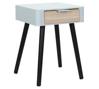 HOME DECO FACTORY - HD7465 Mesita de Noche 1 Cajón en Madera Bicolor - Diseño Moderno - para Dormitorio - Dimensiones 35 x 40 x 48 cm - Color Gris y Madera Natural