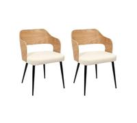 HOME DECO FACTORY - HD7620 Set de 2 Sillones Bouclé Loki - Mobiliario Asiento Silla Sillón de Mesa - 76 x 55 x 51,5 cm - Altura del Asiento 47 cm - Color Marrón Blanco Negro