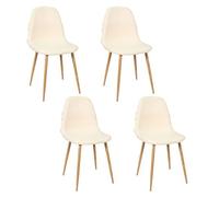 HOME DECO FACTORY - HD7671, Set de 4 Sillas Faro Patas Metal Imitación Madera M4, Mirage, Mobiliario, Asiento, Silla Sillón de Mesa, 50x86x44 cm, Altura Asiento 47 cm, Beige Marrón