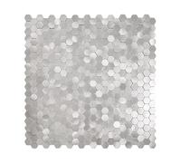 HOME DECO FACTORY - HD7721 - Credencia Adhesiva Rígida Hexágono Mármol Blanco para Cocina o Baño - Fácil de Colocar y Limpiar - Dimensiones 33 x 27,5 x 0,3 cm - Color Blanco