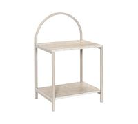 HOME DECO FACTORY - HD7743 - Almacenamiento Modular 4 Compartimentos Efecto Piedra - Mueble Compacto con 4 Espacios Abiertos para Libros y Objetos Decorativos - 80x30x80 cm - Blanco Beige