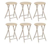 Home Deco Factory HD7754 - Taburete Plegable Terra Nova de Metal y Madera, Compacto y Funcional, Ideal para Cocina, salón u Oficina, fácil de Guardar, Color Madera Clara, tamaño estándar