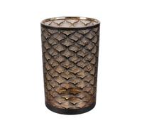 HOME DECO FACTORY HD9026 Aster - Jarrón Decorativo (20 cm, Cristal, 12 x 12 x 20 cm), Color Negro y Cobre