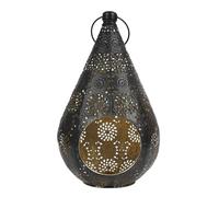 HOME DECO FACTORY - HD9106 - Linterna de Metal Calado Diseño Elegante, Ideal como Candelero o Portavelas, Ligera y Fácil de Transportar, Dimensiones 17.5 x 33 x 19 cm, Color Negro