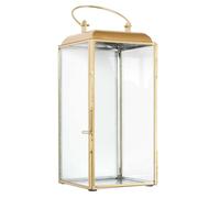 HOME DECO FACTORY, HD9145 - Farol de metal dorado y cristal, diseño elegante y versátil, ideal como portavelas o portavelas para una atmósfera cálida. Dimensiones: 30 cm de altura, dorado/transparente