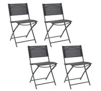HOME DECO FACTORY - HDO0209 Set de 4 Sillas - Modelo Elba Gris - Mobiliario de Exterior - Asiento Plegable - Tamaño 46x80x50 cm - Altura del Asiento 48 cm - Color Gris