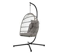 HOME DECO FACTORY - HDO7248 - Sillón Mecedora de Diseño para Exterior - Cómodo y Moderno - Ideal para Terraza o Jardín - con Cojín Acolchado - Negro - Tamaño Estándar