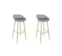HOME DECO FACTORY, HDO7286, Lote de 2 taburetes de Bar Málaga Gris, Muebles, Muebles de Exterior, Asiento Exterior, 45,5 x 88 x 47,6 cm, Altura del Asiento 76 cm, Gris marrón