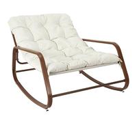 HOME DECO FACTORY - HDO7309 Sillón Mecedora Miami Blanco Imitación Madera, Mobiliario de Exterior, 92x69x130 cm, Altura de Asiento 46 cm, Beige Marrón