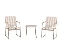 Home Deco Factory HDO7435 - Salón de jardín Namur 3 Piezas - Juego de 2 sillas y Mesa Baja de Acero y Vidrio Templado - Ideal para terraza y jardín - Cómodo y Elegante - Beige