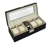 HOME DECO FACTORY Joyero Especial Relojes Almacenaje Organizado Negro | Metal y poliuretano, joyero especial relojes, almacenaje organizado, cojines de sujeción, elegante, negro