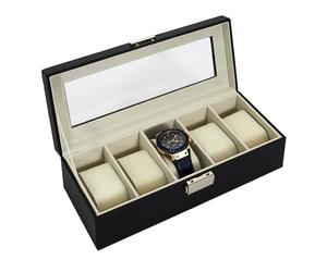 HOME DECO FACTORY Joyero Especial Relojes Almacenaje Organizado Negro | Metal y poliuretano, joyero especial relojes, almacenaje organizado, cojines de sujeción, elegante, negro