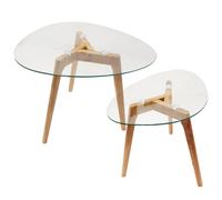 THE HOME DECO FACTORY CMHD3212 Set 2 MESAS Nido Cristal, Madera, 60 x 45 x 43 cm