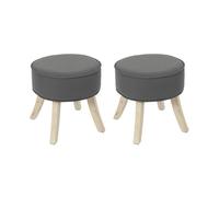 HOME DECO FACTORY Juego de 2 Romeo Gris para Muebles de Asiento, Banco o Taburete Auxiliar, Textil-Lino, 36.00 x 36.00 x 35.50