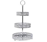 HOME DECO FACTORY - KA0113 Bandeja Decorativa de Metal Plateado 3 Niveles, Recepciones y Decoración Interior, Fácil de Mantener, Diseño Elegante, Tamaño 3 Niveles, Color Plata