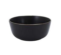 HOME DECO FACTORY - KA0136 Bol Negro con Ribete Dorado, para Sopa, Ensalada, Postre, Ideal para Todas Las Ocasiones, Fácil Integración en tu Vajilla, D14 cm, Negro, Oro