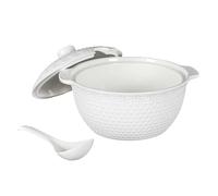 HOME DECO FACTORY - KA0279 Juego de Sopa 9 Piezas Porcelana - Sopera 2.7L, Cucharón, 6 Tazones - Diseño Elegante - Ideal para Cenas y Recepciones - Blanco - Tamaño Estándar
