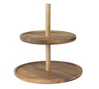 HOME DECO FACTORY - KA0342 Expositor 2 Niveles en Acacia - Servicio de Mesa Elegante - Ideal para Recepciones y Cenas - Fácil de Mantener - 2 Niveles - Dimensiones 30 x 30 cm - Color Marrón
