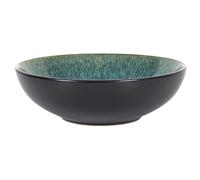 HOME DECO FACTORY - KA0435 - Plato Hondo Elegante de Cerámica Duradera, Diseño Moderno, Ideal para Sopas y Platos, Fácil de Mantener, 18.5 cm, Verde y Negro