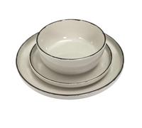 HOME DECO FACTORY - KA0539 Servicio de Mesa de Porcelana 12 Piezas, Diseño Elegante con Filigrana Dorada, Vajilla Duradera y Versátil, Apta para Lavavajillas, Blanco 12 pcs