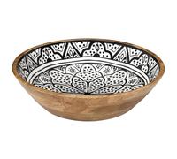 HOME DECO FACTORY - KA0568 Ensaladera de Madera de Mango Dune Negro, Diseño Moderno, para Ensaladas, Frutas, Decoraciones, Fácil Mantenimiento, Diámetro 28 cm, Marrón, Blanco, Negro