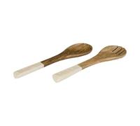 HOME DECO FACTORY - KA0656 Cubiertos para Ensalada de Madera de Mango Natural, Diseño Elegante y Ergonómico, Versátiles, Fáciles de Limpiar, 30 cm, Marrón Beige