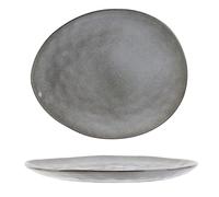 HOME DECO FACTORY - KA3750 Gran Plato Llano de Cerámica Gres - Forma de Guijarro - Compatible con Lavavajillas y Microondas - Ambiente Natural - Dimensiones H2 x 23 x 27,5 cm - Color Gris