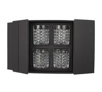 HOME DECO FACTORY - KA4600, Vasos de Whisky en Estuche - Set de 4 Vasos para Degustación de Licores y Espirituosos - Ideal para Aperitivo - Dimensiones: 9 x 8 x 8 cm - Multicolor