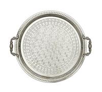 HOME DECO FACTORY - KA4843 Bandeja de Servicio 42 cm en Plateado - Diseñada para Servir con Elegancia e Impresionar a Tus Invitados, Dimensiones 42.50 x 38.00 x 4.70 cm