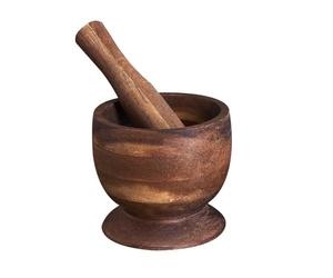 HOME DECO FACTORY - KA6332 Mortero y Maja de Acacia, Utensilio de Cocina Ergonómico para Triturar y Machacar, Fácil de Limpiar, Diseño Elegante, 12 cm, Marrón Natural