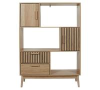 HOME DECO FACTORY, HD0086, Librería de Madera Natural, diseño Moderno y Refinado, 4 Puertas para un Almacenamiento óptimo, Ideal para salón o Dormitorio, Dimensiones 100 x 35 x 140 cm, marrón