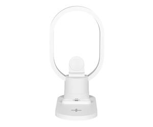 HOME DECO FACTORY - LA0024, Lámpara LED 3 en 1 con Cargador por Inducción y Puerto USB-C, Diseño Moderno y Elegante, Iluminación Suave para Dormitorio u Oficina, Tamaño: 30 cm, Color: Blanco