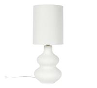 HOME DECO FACTORY - LA0044 Lámpara de Cerámica Crema - Diseño Minimalista - Pantalla de Lino para Ambiente Acogedor - para Todos los Interiores - Altura 50 cm - Color Blanco
