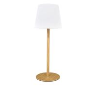 HOME DECO FACTORY - LA0095 Lámpara Efecto Madera Recargable IP44 - Iluminación Auxiliar - Diseñada para Interior y Exterior - Altura 40 cm - Color Blanco/Marrón