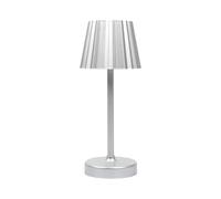 HOME DECO FACTORY - LA0165 - Lámpara de Mesa Recargable USB Plateada - Diseño Moderno y Práctico - Iluminación Auxiliar Ideal para Escritorio o Mesilla de Noche - Altura 36 cm - Color Plata
